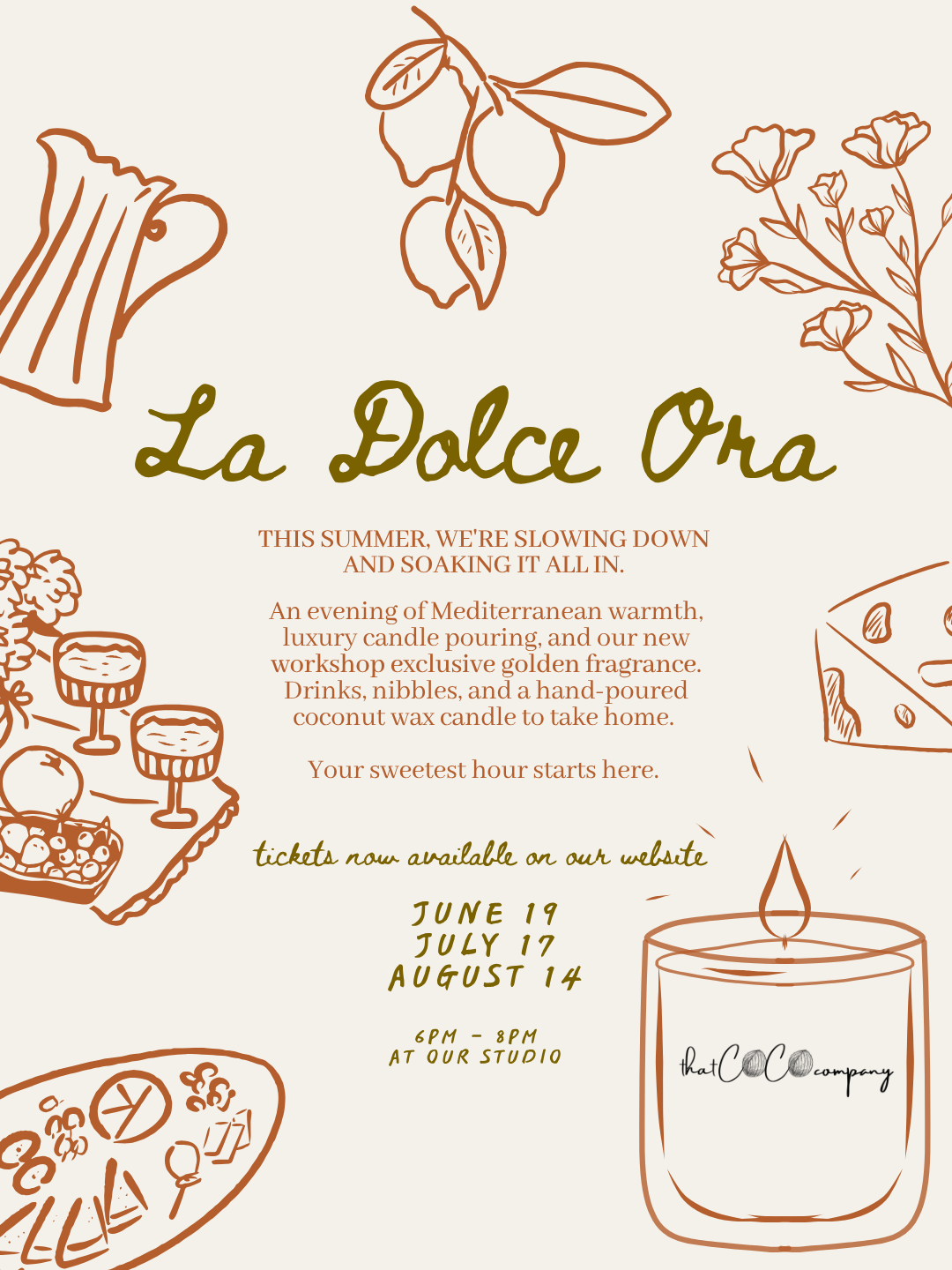 Mediterranean luxury candle pouring workshop